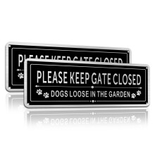 TAKULA Please Keep Gate Closed Sign-25 * 9CM Dog Loose Signs, With Pre-drilled Holes and Adhesive Backing, Suitable for Outdoor Fencing