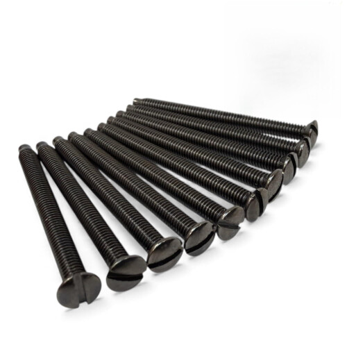 60mm Black Nickel Electrical Machine M3.5 Screws for Light Switch Plug Socket Back Boxes, Slotted Head- Pack of 10