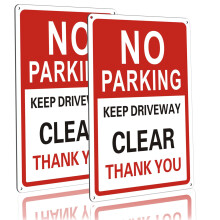 2 Pack No Parking Signs Outdoor, Keep Driveway Clear Sign, 300mm x 200mm Large Reflective Aluminium Metal Warning Safety Signs for Gate Yard