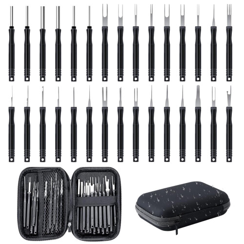 QINGHEC 30 Pcs Terminal Pin Removal Tool Kit, Pin Extractor Tool Set, Key Extractor Tool