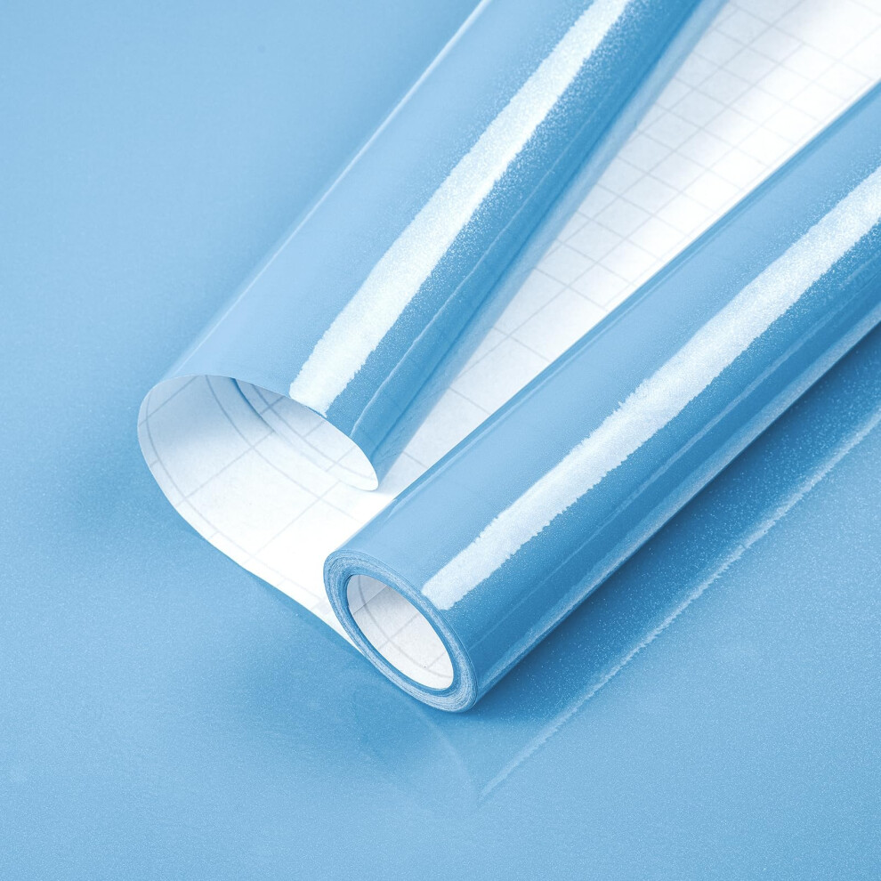 Hode Blue High Gloss Vinyl Wrap For Furniture, Waterproof Sticky Back Plastic Roll Peel And Stick Self Adhesive Wallpaper 5051226587405