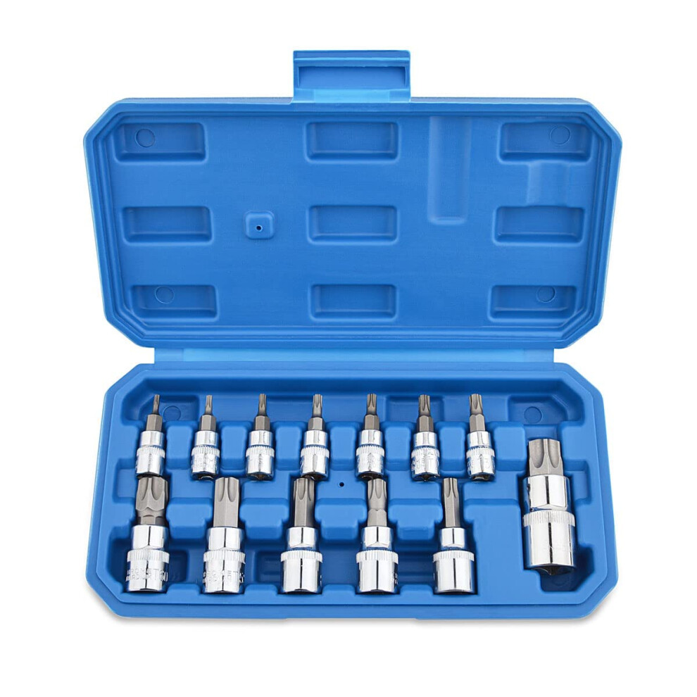 Gunpla 13 Pieces Torx Bit Socket Set T8 Â T70 Chrome Vanadium Steel 1/4Â, 3/8Â And 1/2Â Drive Heavy Duty Star Sockets Tools 5051226567759