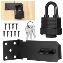 Aoyfuwell Stainless Steel Padlock Hasp and Staple Heavy Duty, 4 Inch Shed Door Latch Hasp Lock for Shed Locks