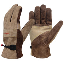 AOUCHI Leather Work Gloves for Women Men with Cotton Lining, Medium Thorn Proof Cactus Gardening Yard Work Gloves for Rose Pruning, TIG/MIG Welding