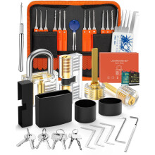 Eventronic 38+4 Lock Picking Kit, [Updated Version] 38-Piece Lock Pick Set with 4 Transparent Training Locks and Zip Case for Lockpicking
