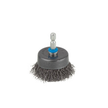 wolfcraft Steel Wire Cup Brush for Drill, Ø 80mm with Hexagon Shank - 2109000 - Ideal for Metal and Wood Cleaning, Efficient Rust Removal Tool
