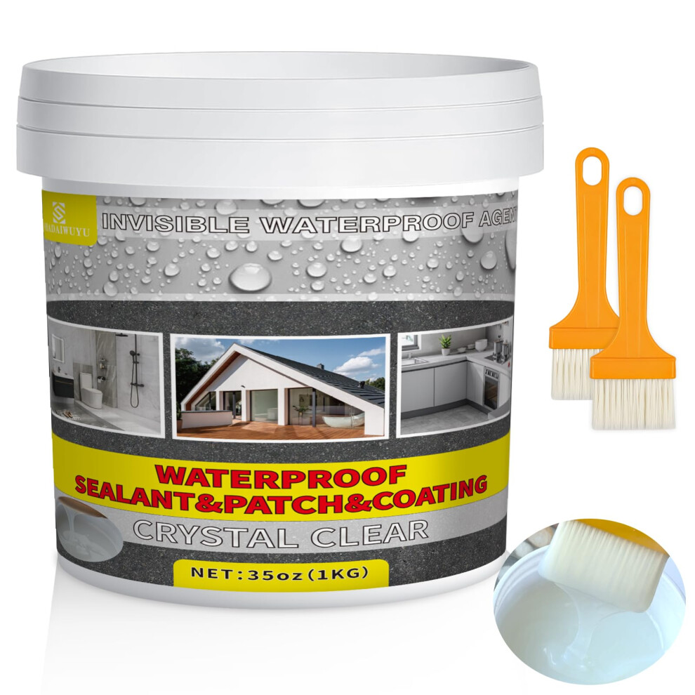 Shadaiwuyu 1Kg Transparent Liquid Rubber Waterproof Sealant, Invisible Waterproof Paint, Clear Sealant For Outdoor & Indoor, Roof, Shower Bathroom 5051226601040