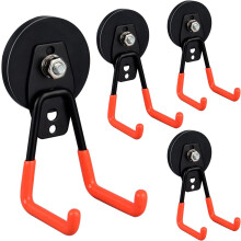 ULIBERMAGNET Heavy Duty Magnetic Garage Hooks 4 Pack Strong Large Magnetic Hooks for Drill Hose Garage Workshop Magnetic Storage Hooks for Indoor
