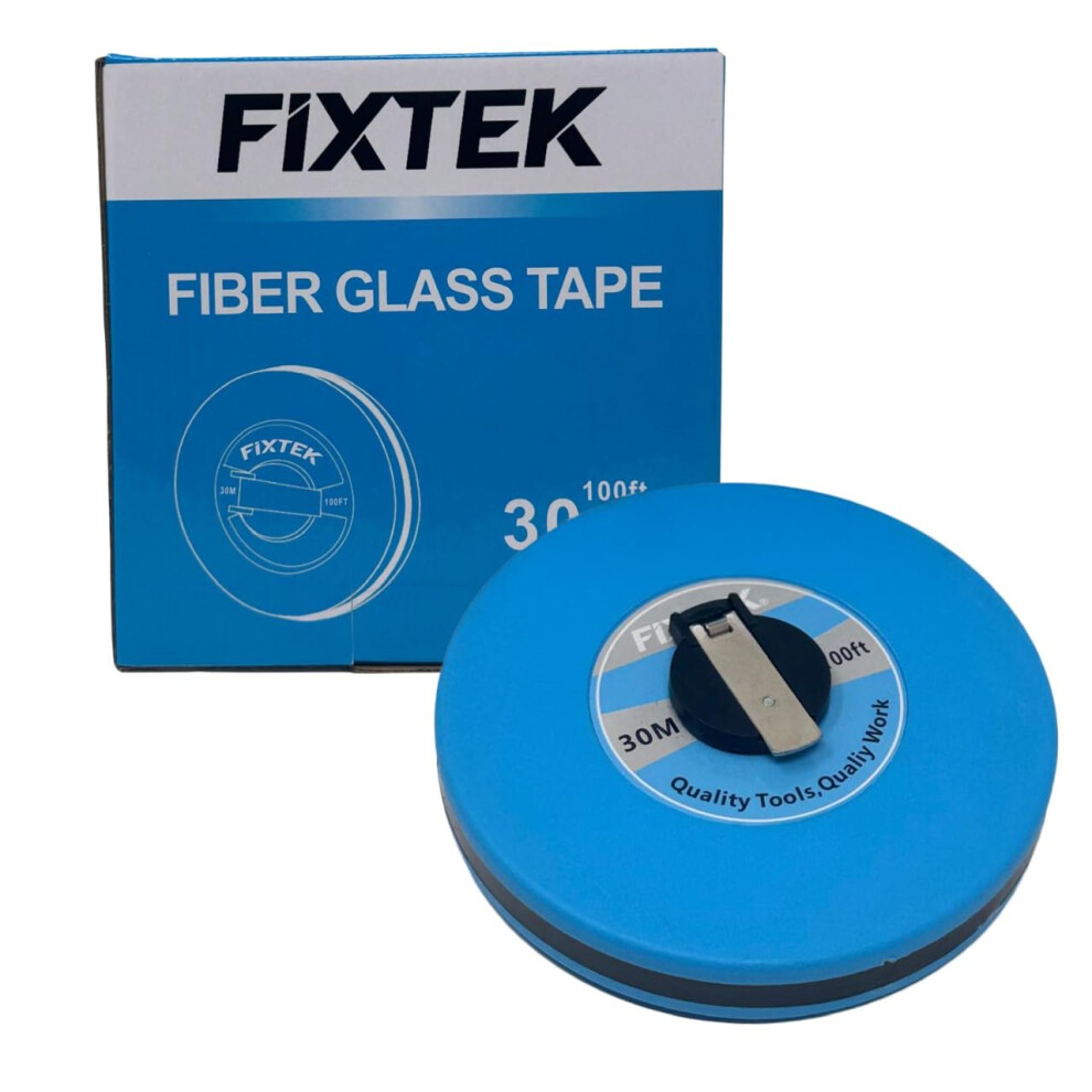 Fixtek 30M Fiberglass Measuring Tape Durable 12.5Mm Wide Long Tape Measure, Gauge Ruler For Surveyors, Engineers, Construction & Diy Projects 5051226566660