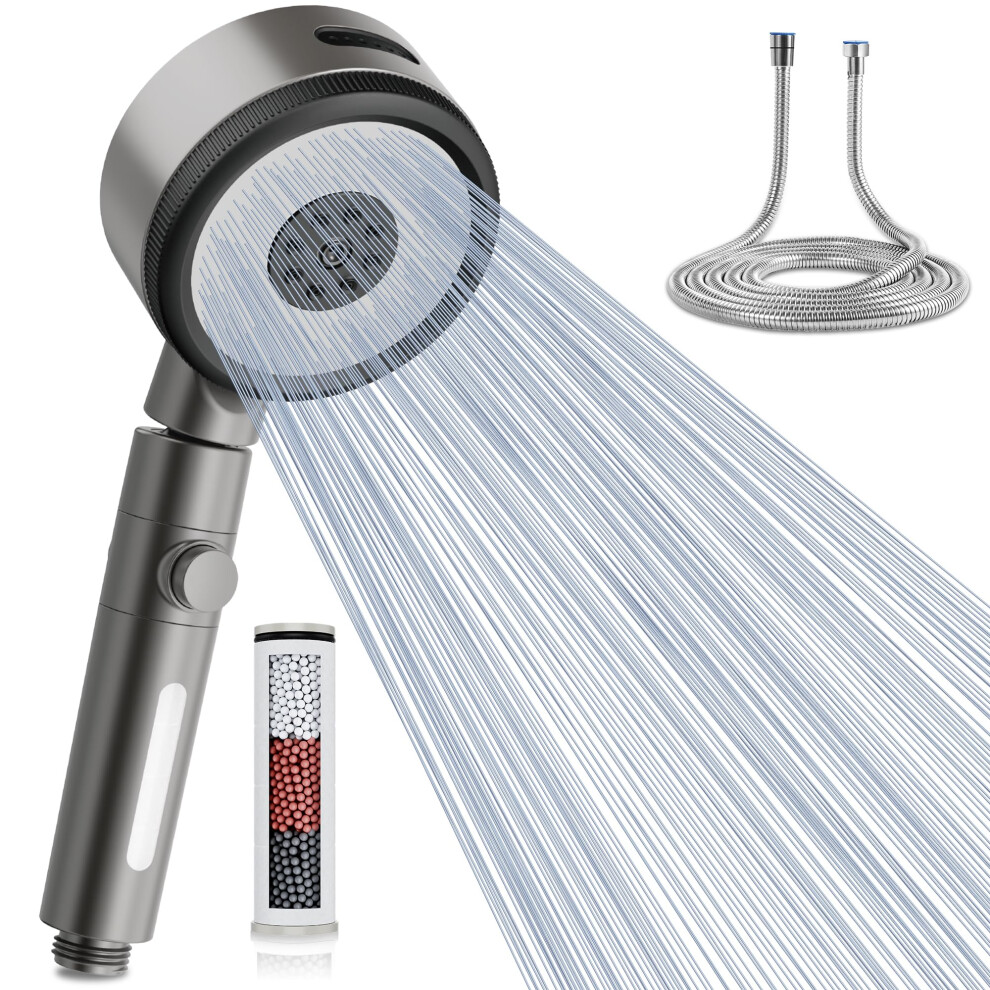 Magichome 6 Modes Hard Water Filter Shower Head With 1.5M Hose, Not Compatible With Electric Showers, 360 Swivel Head & On/Off Pause Button 5051226633591