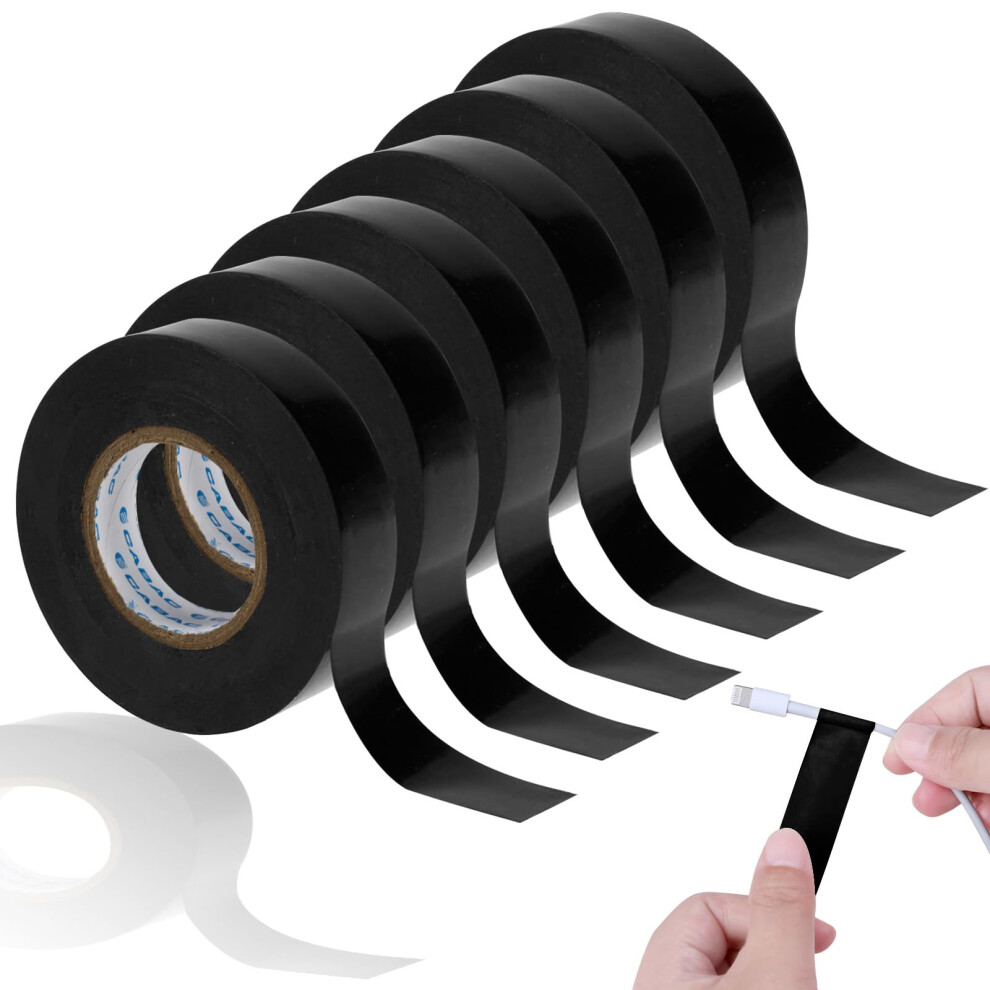 Jiujuda9 6 Rolls Black Electrical Tape, Strong Pvc Insulation Tape Waterproof, 20Mm X 20M Multipurpose Self-Adhesive Pvc Electricians Tape For 5051226599835