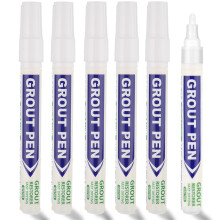 Set of 6 White Grout Pens Waterproof Tile Paint Pens for Bathroom Kitchen, Grouting Pen White for Floor Wall Tile Repair