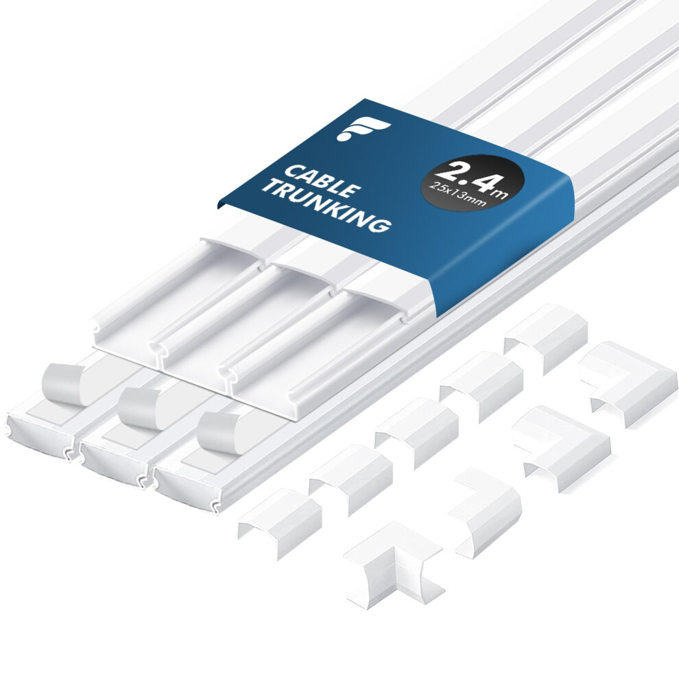 Shinfly 2.4M Cable Trunking Kit Self Adhesive Â Mini Trunking For Electric Cables, Cable Cover For Cord, Cable Management Wall Raceway 5051226600623