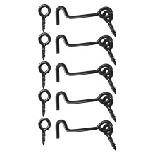 TERF High Quality Cabin Hook and Eye Black 50mm (2 inch) Gate Door Lock Latch Hook Eye For Window Slide Barn Bathroom Toilet Cabinet Cupboard Shed