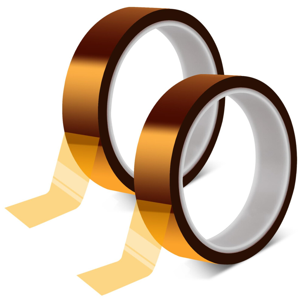 Moxyoy 2 Rolls High Temperature Tape, 20Mm X 30M Polyimide Heat Resistant Tape, Thermal Transfer Heatproof Strong Adhesion Tape For Electronics 3D 5051226633829