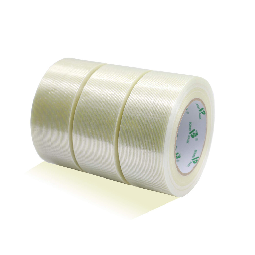 Bomei Pack 3 Pack Strong Mono Fiberglass Tape, Reinforced Tape,Transparent Filament Strapping Tape,Fiberglass Reinforced Tape,Heavy Duct Tape,150Mic 5051226609145