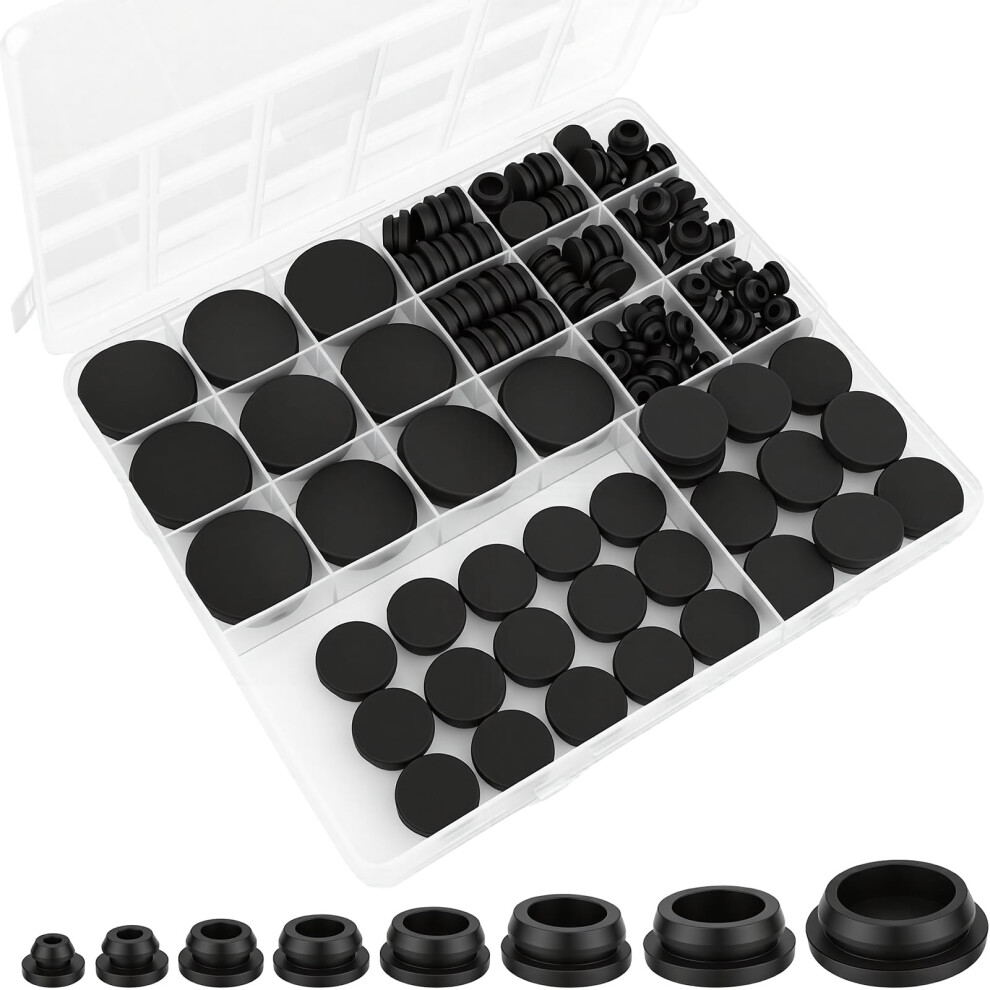 125 Pcs Rubber Bungs For Holes, Assorted Sizes Of Rubber Plugs, Silicone Plug For Holes, For Car Wiring Furniture. 5051226565380
