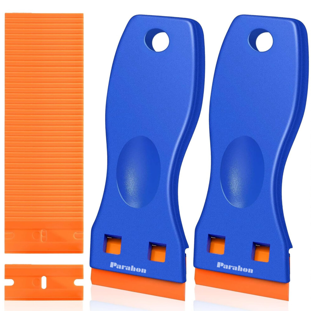 2Pcs Plastic Scraper With 100 Plastic Blades Multipurpose Non-Scratch Scrapers Tool Kit For Cleaning Labels, Decals, Stickers, Adhesive, Paint, Glass 5009678309694