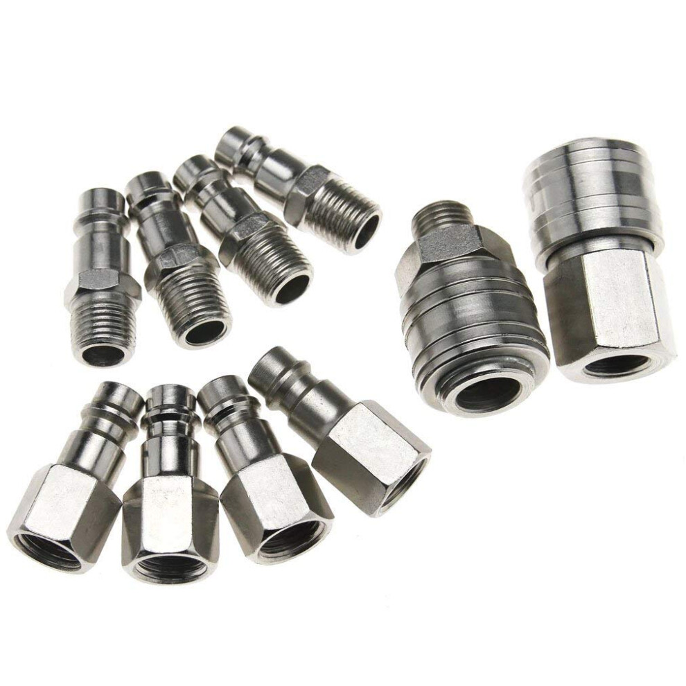 10Pcs Air Line Connectors Euro Airline Hose Compressor Fittings 1/4" Bsp Airline Fittings Thread Hose Connector Fittings Set 5051226587177