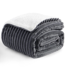 Aisbo Sherpa Fluffy Blanket Throws Dark Grey - Thick Warm Blanket 130 x 150 cm Soft Throw for Sofa Couch Bed