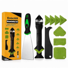 Caulking Tool Set EnociliS 11-in-1 + Shovel,Silicone, Sealant Finishing Tool with Stainless Steel Head, Scraper for Bathroom, Kitchen