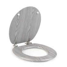 Beldray Grey Wooden Effect Toilet Seat – Classic Design, Easy to Fit & Remove, Fits Most Standard Sized Toilets, Seat Size 37 x 43 cm(w x d)