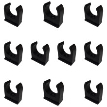 25mm Black PVC U Clip Conduit Push-in Saddles - Pack of 10