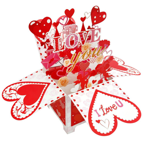 Valentine's Day Pop Up Card 3D Heart Castle Design