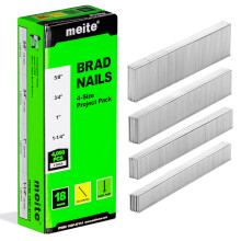 meite 18 Gauge Brad Nails Assorted Pack, 4 Sizes Galvanised 18G Brad Nails (16, 19, 25, 32mm, 1000 Each)