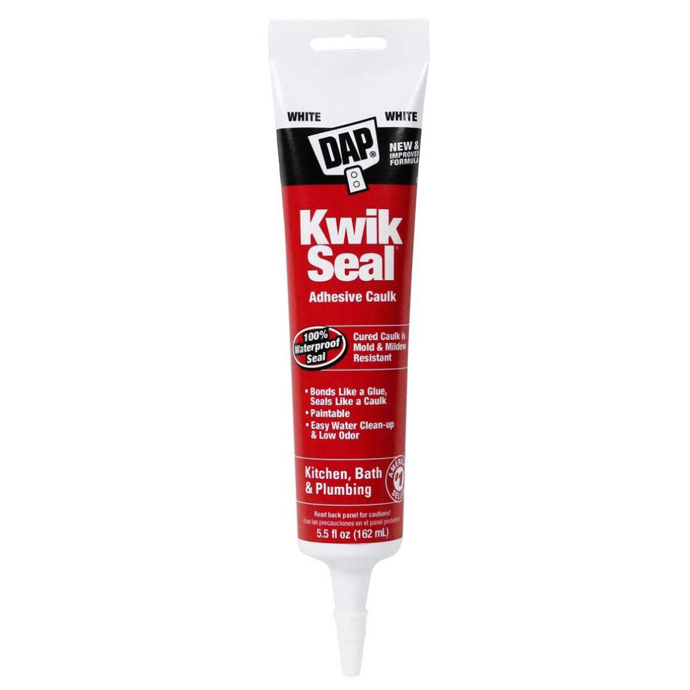 Dap 18001 Kwik Seal Caulk With 5.5-Ounce Tube, White 5051226572487
