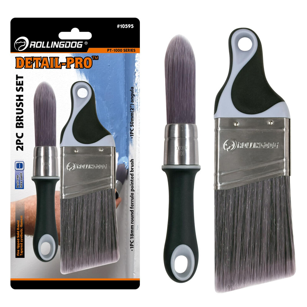 Rollingdog Cutting In Paint Brush - 2" Detail Edge Paint Brush And Pointed Roundpaint Brush,For Wall Ceiling Edge Corner Detail Painting 5008527205002