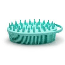 2-in-1 Silicone Body Scrubber - Bath Shower Body Brush And Shampoo Brush Scalp Massager Exfoliator, Deep Cleanse Skin & Hair, Lathers Well, Easy To Cl