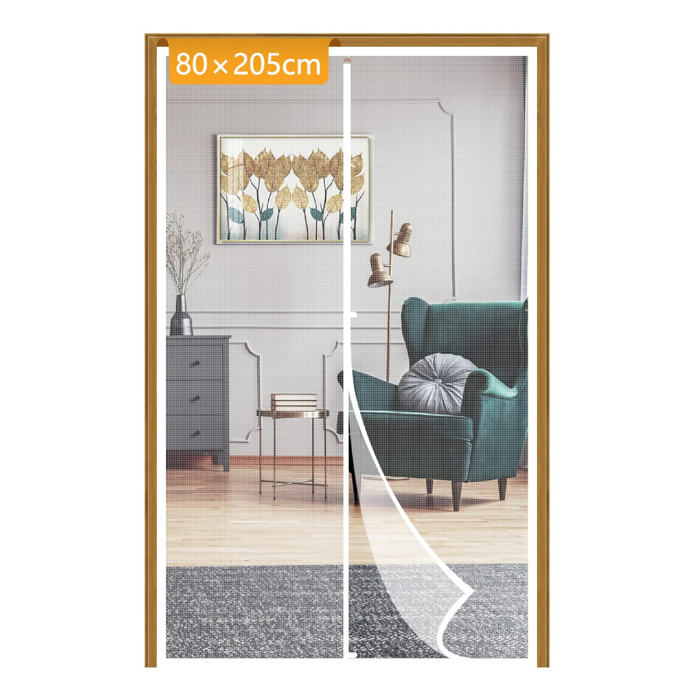 Yotache White Magnetic Screen Door Size 80 X 205 Cm, Reinforced Polyester Heavy Duty For Home Apartment Door With Full Frame Hook&Loop Strip 5051226583148
