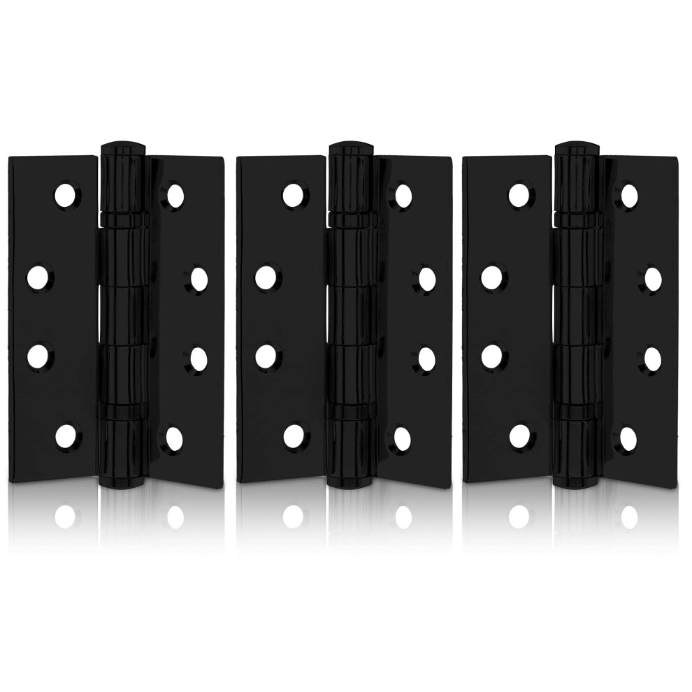 Xfort 4 Inch (100Mm) Matt Black Ball Bearing Hinges, Steel Door Hinge For Wooden Doors (1.5 Pairs) 5051226619076