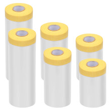 Hedume 6 Pack Tape and Drape, Pre-Taped Masking Film for Automotive Painting Covering, Assorted Masking Paper, Automotive Best Masking Tape Painting