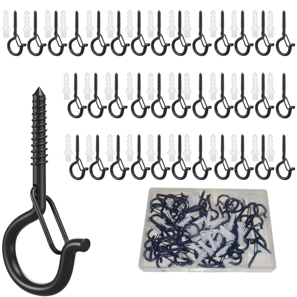 Uni-Fine 40 Pcs Screw-In Hooks, 1.47Inch Eye Hooks Screw Q-Hanger Hooks With Safety Buckle 5051226568503