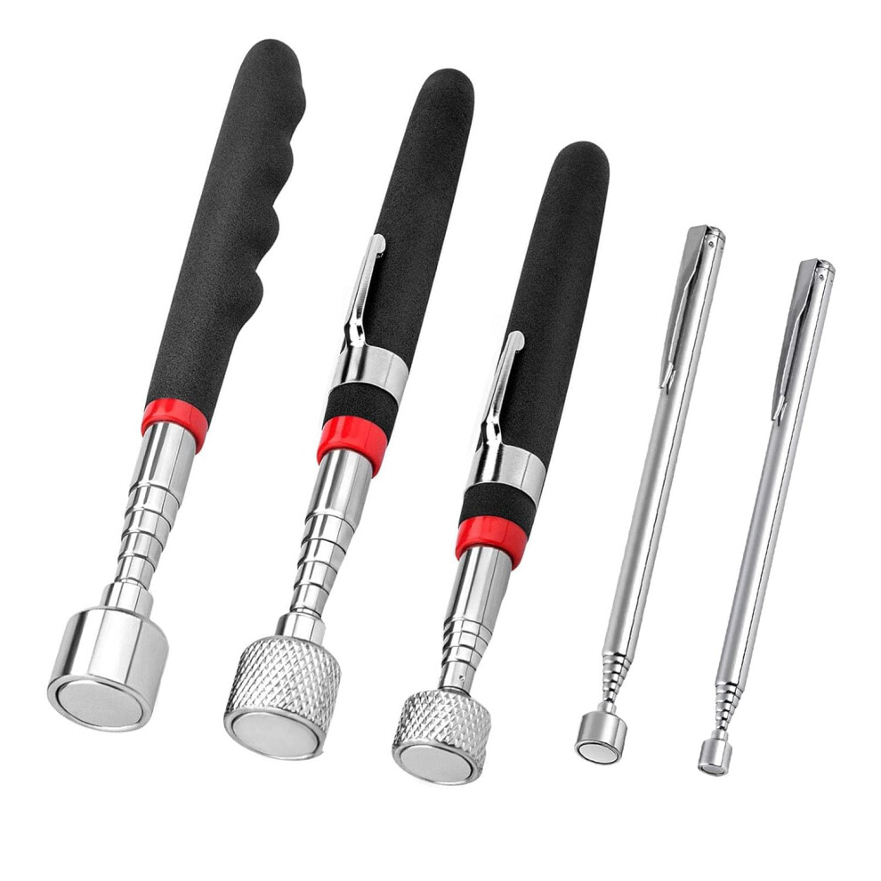 5Pcs Telescopic Magnetic Pickup Tool, Durable Telescopic Magnetic Collector With Pocket Clip, Magnetic Pickup Tool For Retrieving Small Parts, Bolts 5051226570506