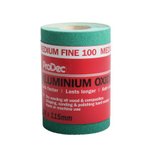 ProDec 5m Roll 100 Grit Medium-Fine Grade Green Aluminium Oxide Abrasive Sanding Paper for Sanding Wood, Paint, Plaster, Filler, Metal and More