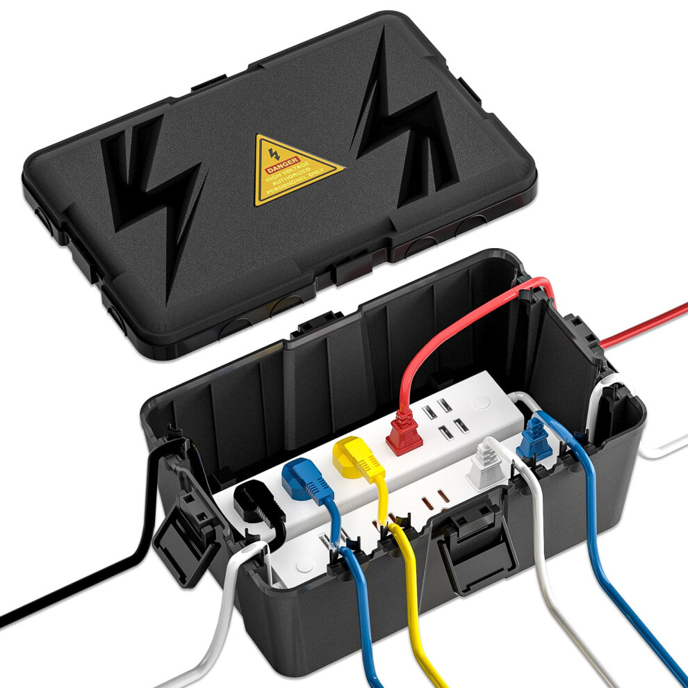 Iwillink Large Outdoor Electrical Box (12.6 X 8.6 X 5.1 Inch), Ip54 Waterproof Extension Cord Cover, Weatherproof With 8 Cable Seal Entry 5051226600289