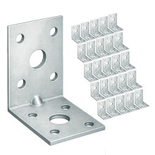 OMIDEAS 25 x Reinforced Angle Brackets (50 x 50 x 35 x 2) Heavy Duty Corner Connecting Braces with Beading Timber Wood Metal Joining Fixing L