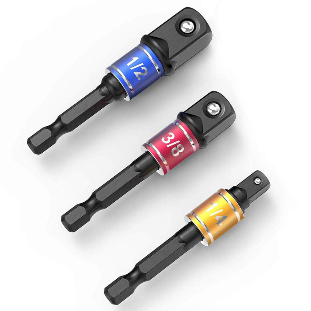 Impact Driver Socket Adapter, Convert Impact Driver Bit Set To 1/4Â, 3/8Â, 1/2Â Extensions For Cordless Drills & Impact Wrenches 5051226600722