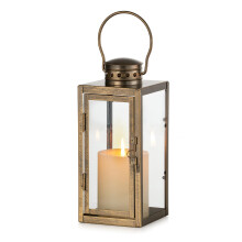 NUPTIO Vintage Lanterns Gold Distressed: 24cm Tall Decorative Hanging Farmhouse Metal Lantern Indoor Decor with Glass
