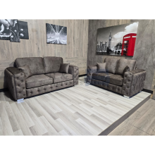 (3+2 Seater, Sage) Chesterfield Madrid Sofa Dapple Fabric 2 Seater 3 Seater 5 Seater Corner Sofa Modern Living Room Furniture