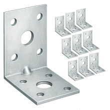 OMIDEAS 10 x Angle Brackets (50 x 50 x 35 x 2) Heavy Duty Corner Sleeper Bracket with Beading Timber Wood Metal Joining Fixing L Galvanised Steel