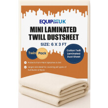 2 x Laminated Cotton Dust Sheets for Painting & Decorating 6'x3' (1.8mx0.9m) | Paint Sheets | Drop Cloth | Painting & Paint Cover Sheets