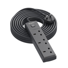 Outdoor Long Extension Lead 10M (13A/3250W), 3 Way Switched Extension Lead with Surge Protection, Heavy Duty Power Strip for Home, Gardan, Black