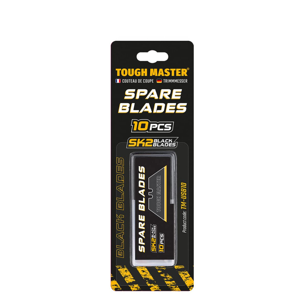 Tough Master 10 Piece Utility Trim Knife Trapezoidal Blade, Strong Sk2 Steel Spare Blades, 19X60x0.6mm Packed In Blister Card (Tm-Usb10) 5051226622199