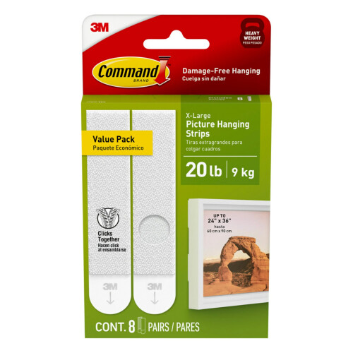 Command 17217-8ES Hanging Strips, X-Large, White, 8 Count