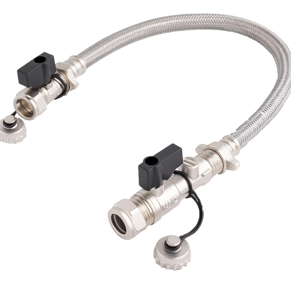 Kudos-Trading 15Mm Central Heating Filling Loop Kit Â Flexible Braided Hose With Isolation Valves & Double Check Valve 5051226574597
