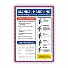 Safe Manual Handling High Gloss Self-Adhesive Sign / A4 Size / 1-Pack Wipe Clean/Weatherproof/Workplace Health & Safety Signage /